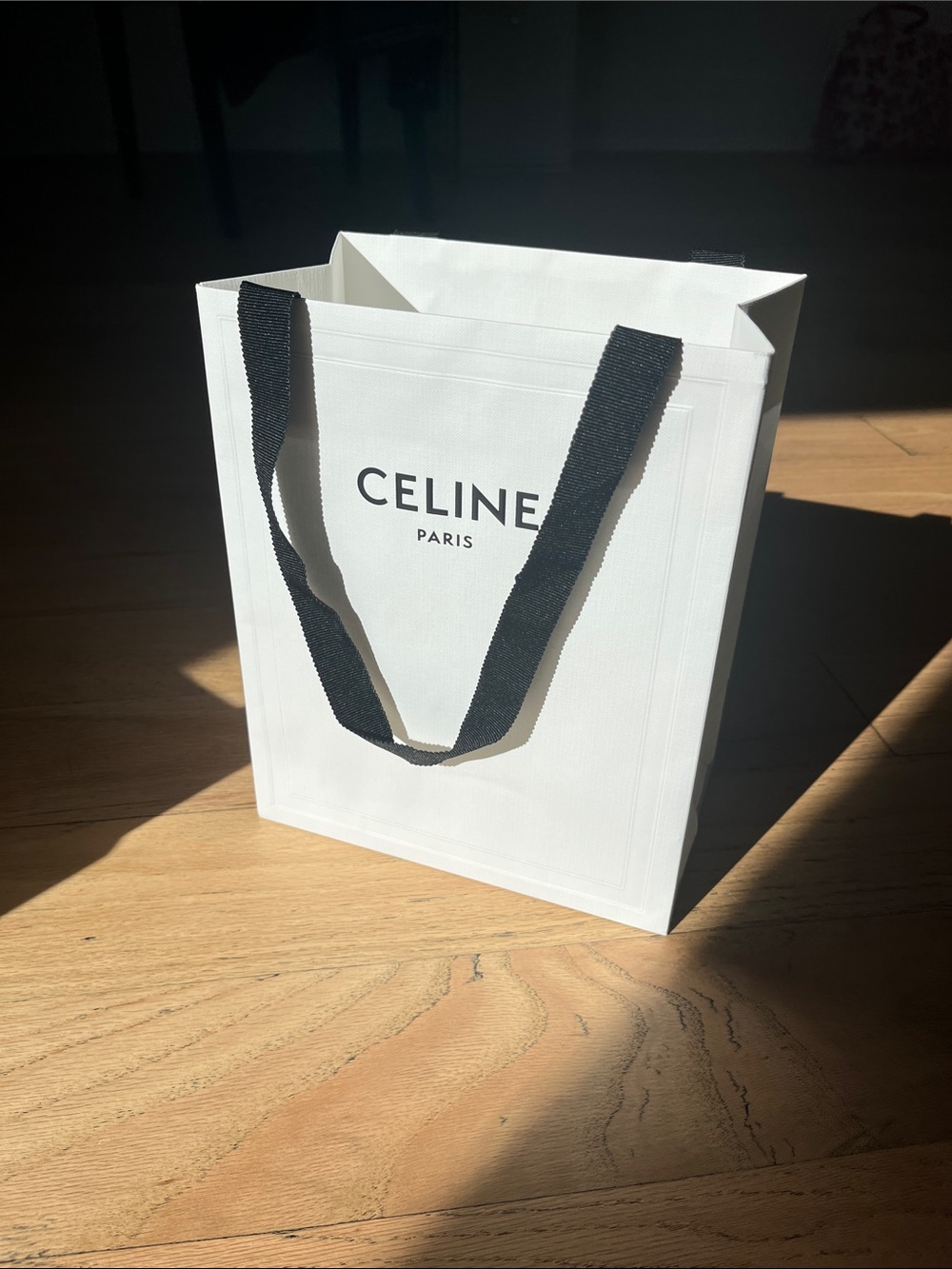 Celine White Tote Bag with Black Straps
